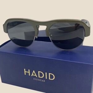 Hadid Nomad Sunglasses Womens Olive Green Silver Frame Style HAD05-C3 with Box